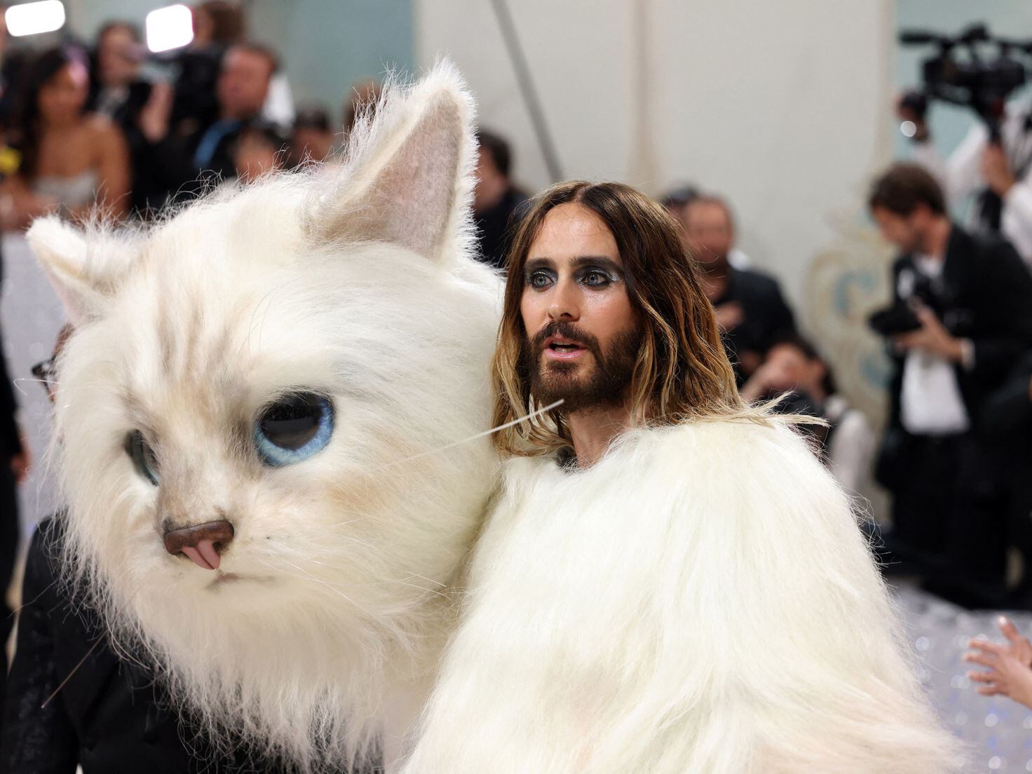 Jared Leto Dressed Up as Karl Lagerfeld's Cat Choupette at the 2023 Met Gala