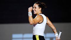 Italy's Martina Trevisan reacts after winning a point against Tunisia's Ons Jabeur during the WTA Guadalajara Open women's singles round of 16 tennis match in Zapopan, Mexico, September 20, 2023. (Photo by ULISES RUIZ / AFP)