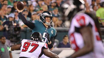PHILADELPHIA, PA - SEPTEMBER 06: Nick Foles #9 of the Philadelphia Eagles throws a pass during the first half against the Atlanta Falcons at Lincoln Financial Field on September 6, 2018 in Philadelphia, Pennsylvania.   Brett Carlsen/Getty Images/AFP == F