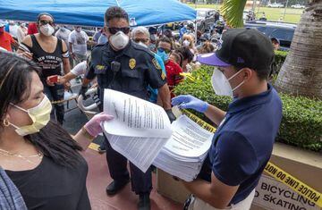 Unemployment Benefits applications handed out in Hialeah, Florida this week