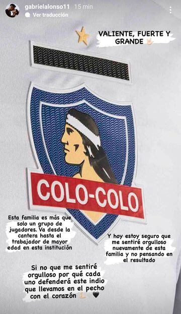 Los jugadores de Colo Colo, ausentes ante Audax Italiano por la crisis desatada por el coronavirus, le enviaron su apoyo a los juveniles que representarán al Cacique en Rancagua.