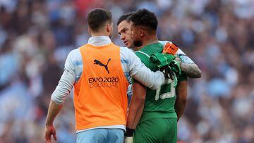 Soccer Football - FA Cup Semi Final - Manchester City v Liverpool - Wembley Stadium, London, Britain - April 16, 2022 Manchester City's Zack Steffen looks dejected after the match Action Images via Reuters/Carl Recine