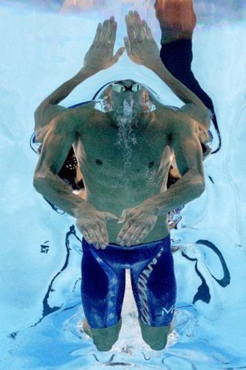 Imagen de la leyenda olímpica de la natación Michael Phelps compitiendo en los que ya son sus últimos Juegos Olímpicos, Río 2016.
