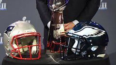 Jan 31, 2018; Minneapolis, MN, USA;  NFL commissioner Roger Goodell  poses with the Vince Lombardi trophy during a press conference in advance of Super Bowl LII between the New England Patriots and Philadelphia Eagles at Hilton Minneapolis. Mandatory Cred