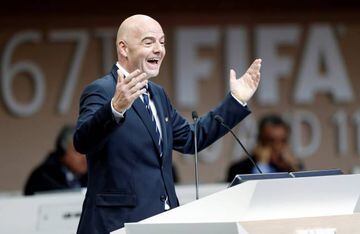 FIFA President Gianni Infantino speaks at the 67th FIFA Congress in Manama, Bahrain May 11, 2017.