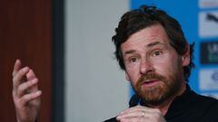 (FILES) In this file photograph taken on January 26, 2021, Olympique de Marseille&#039;s Portuguese coach Andre Villas Boas addresses media representatives at a press conference at the French L1 football club training camp in Marseille, southern France. -