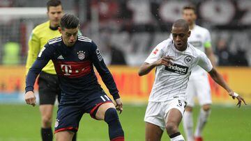 James Rodr&iacute;guez es titular en el partido del Bayern ante el Frankfurt.