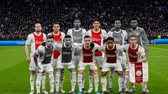 The Ajax team with departures in black and white.