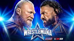 Brock Lesnar y Roman Reings en el cartel de WrestleMania 38.