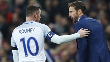 Wayne Rooney and Gareth Southgate pictured during the Scotland match.