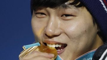 Medals Ceremony - Skeleton - Pyeongchang 2018 Winter Olympics - Men&#039;s Skeleton - Medals Plaza - Pyeongchang, South Korea - February 16, 2018 - Gold medalist Yun Sung-bin of South Korea on the podium. REUTERS/Kim Hong-Ji