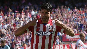 Diego Costa celebra un gol con el Atlético.
