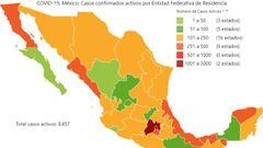 Mapa y casos de coronavirus en M&eacute;xico por estados hoy 10 de mayo