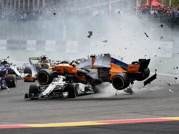 Fernando Alonso's accident during the Belgian GP.