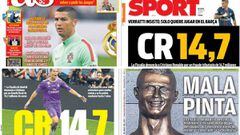 Portadas de los diarios AS, Sport, Mundo Deportivo y L&#039;Esportiu del d&iacute;a 14 de junio de 2017.