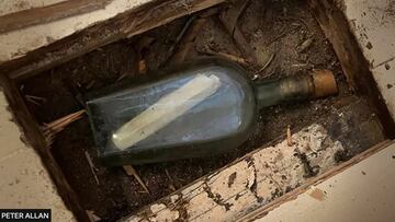 Descubren bajo el suelo un mensaje en una botella de hace 135 años