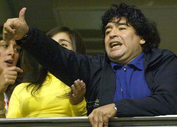 Diego Armando Maradona supporting Boca Juniors at La Bombonera.