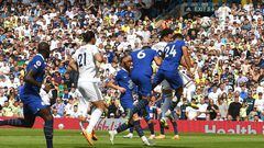 LEEDS, ENGLAND - AUGUST 21:  Leeds United's Rodrigo Moreno scores his sides 2nd goal during the Premier League match between Leeds United and Chelsea FC at Elland Road on August 21, 2022 in Leeds, United Kingdom. (Photo by Dave Howarth - CameraSport via Getty Images)