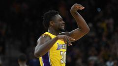 Mar 3, 2018; San Antonio, TX, USA; Los Angeles Lakers forward Julius Randle (30) reacts during the second half against the San Antonio Spurs at the AT&amp;T Center. The Lakers won 116-112. Mandatory Credit: Brendan Maloney-USA TODAY Sports