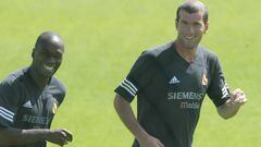 Makelele, con Zidane en el entrenamiento.