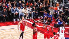 Victor WEMBANYAMA, Pierre GASLY, Charles LECLERC and Esteban OCON, formula 1 during the NBA Paris Game 2023 match between Detroit Pistons and Chicago Bulls at AccorHotels Arena on January 19, 2023 in Paris, France. (Photo by Johnny Fidelin/Icon Sport via Getty Images)