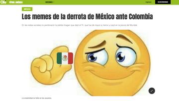 Los memes de la derrota de México ante Colombia.