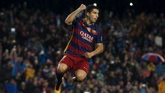 Luis Suarez jumping for joy after netting against Sporting 