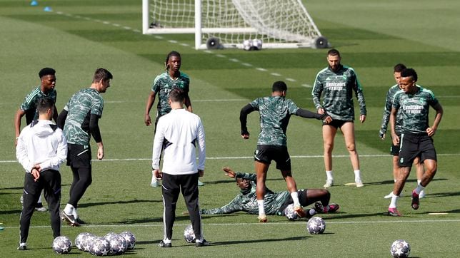 Benzema y Mendy, listos para el partido ante el Liverpool