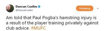 Duncan Castles' tweet about the Pogba situation