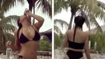 Kim Kardashian posa luciendo figura de frente y de espaldas. Foto: Instagram
