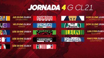 Liga MX: Fechas y horarios del Guardianes 2021, Jornada 4