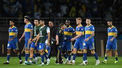 Players of Boca Juniors react after the end of the Copa Libertadores group stage second leg football match between Colombia's Deportivo Pereira and Argentina's Boca Juniors, at the Hern�n Ram�rez Villegas stadium, in Pereira, Colombia, on May 24, 2023. (Photo by Raul ARBOLEDA / AFP)