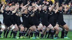 New Zealand&#039;s players performing the Haka.  