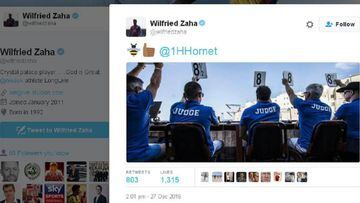 Zaha tweets to Harry the Hornet...