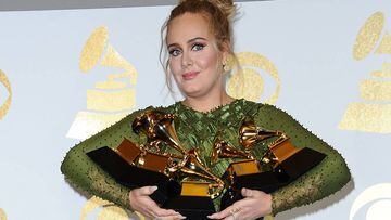 LOS ANGELES, CA - FEBRUARY 12:  Singer Adele poses in the press room at the 59th GRAMMY Awards at Staples Center on February 12, 2017 in Los Angeles, California.  (Photo by Jason LaVeris/FilmMagic)
