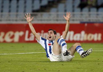 Rotura de tibia y peroné de Díaz de Cerio cuando jugada en la Real Sociedad en 2008.  