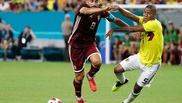Enfrentamiento entre Tomás Rincón y Wilmar Barrios en un duelo amistoso entre Venezuela vs Colombia desde Miami.