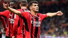 Brahim celebra un gol en el Milan-Venezia