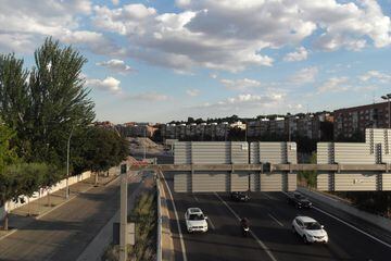 Nothing remains of Atlético Madrid's former stadium the Vicente Calderón, as seen from San Isidro bridge.