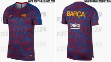 La camiseta de calentamiento del Barcelona para la temporada 2018-2019.