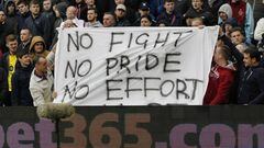  Villa Park - 9/4/16
 Aston Villa fans hold up a banner in protest 
 
