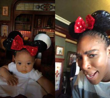 Serena Williams y su hija, con las orejas de Minnie Mouse