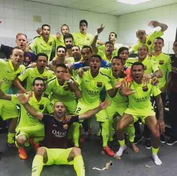 El 17 de mayo de 2015 el Barcelona ganó 0-1 en el Calderón en la jornada 37, el Barcelona se proclamó matemáticamente campeón de Liga.