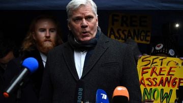 Kristinn Hrafnsson (C), editor in chief of Wikileaks, addresses the media outside the Old Bailey court in central London after a judge ruled that Wikileaks founder Julian Assange should not be extradited to the United States to face espionage charges for 