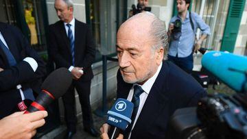 Joseph Blatter, a su llegada hoy al Tribunal de Arbitraje del Deporte.