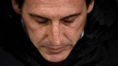 (FILES) In this file photo taken on November 06, 2019 Arsenal&#039;s Spanish head coach Unai Emery gestures before the UEFA Europa League Group F football match between Vitoria Guimaraes SC and Arsenal FC at the Dom Afonso Henriques stadium in Guimaraes o