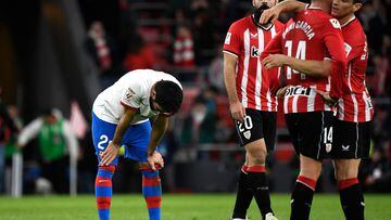 Barcelona's German midfielder #22 Ilkay Gundogan reacts at the end of the Spanish league football match between Athletic Club Bilbao and FC Barcelona at the San Mames stadium in Bilbao on March 3, 2024. (Photo by ANDER GILLENEA / AFP)