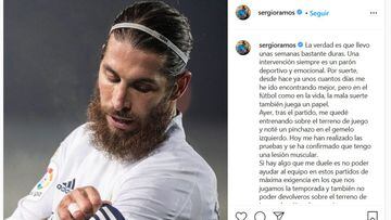 El post de Ramos en su Instagram.
