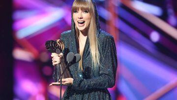 Taylor Swift speaks onstage at the 2023 iHeartRadio Music Awards held at The Dolby Theatre on March 27, 2023 in Los Angeles, California. (Photo by Christopher Polk/Variety via Getty Images)