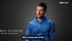 Fragmento de 'ATP Tour: This is Tennis' en el que aparece el 'actor' Bert Critchley dando vida a Novak Djokovic